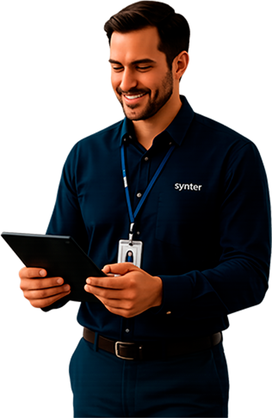 Profissional La Ross utilizando a plataforma em um tablet