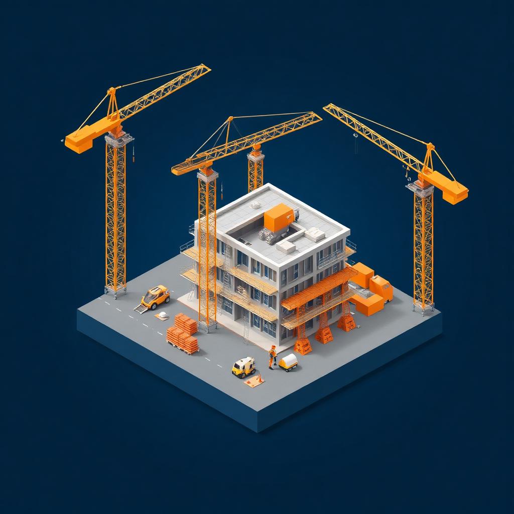Canteiro de obras com guindastes